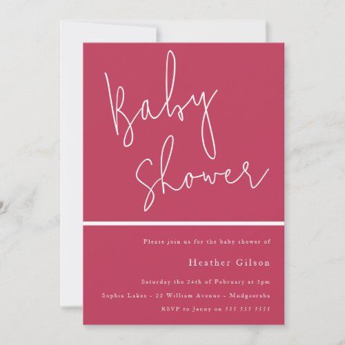 Magenta Pink Trendy Modern Baby Shower Invitation