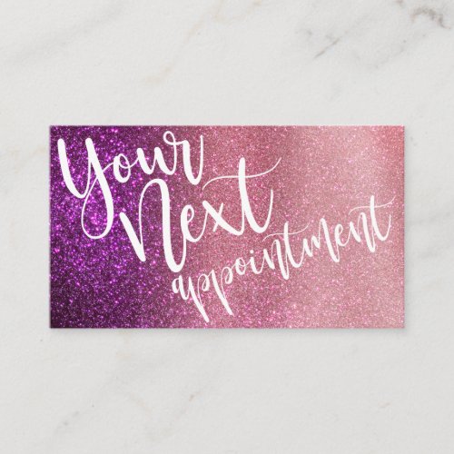 Magenta Pink Triple Glitter Ombre Typography Appointment Card