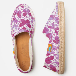 Magenta Pink Watercolor Butterflies Espadrilles