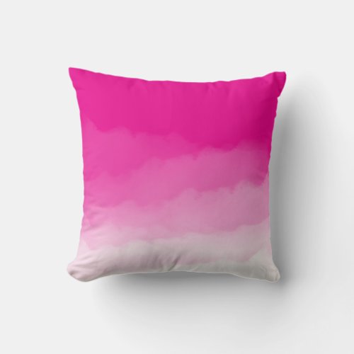 Magenta Pink Watercolor Ombre Throw Pillow