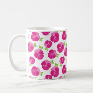 Magenta Pink Watercolor Pansies Coffee Mug