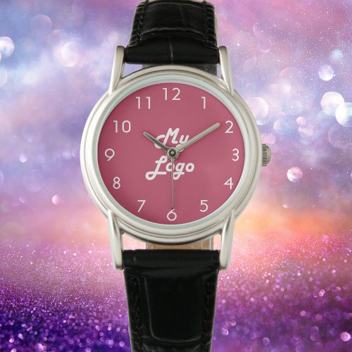 Magenta pink white business logo watch