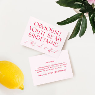 Magenta & Pink Will You Be My Bridesmaid Proposal Invitation