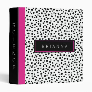 Magenta Pink with Black and White Dalmatian Custom 3 Ring Binder