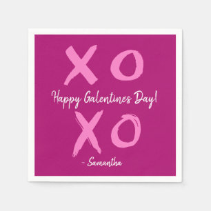 Magenta Pink XOXO - Happy Galentine's Day Cute Napkins