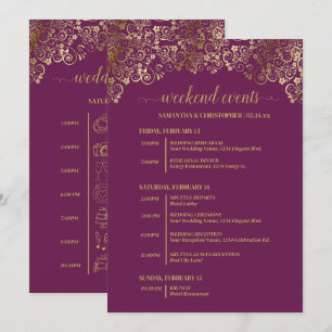 Magenta Plum & Gold Wedding Events & Timeline Program