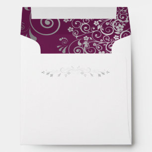 Magenta Plum Purple & Silver Square Wedding Envelope