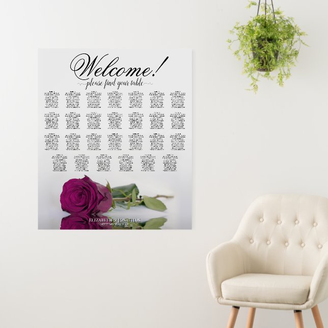 Magenta Plum Rose 27 Table Welcome Seating Chart Foam Board (In Situ (Wall))