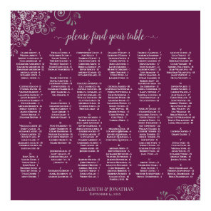 Magenta Plum & Silver Alphabetical Seating Chart