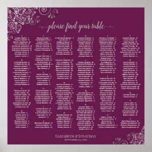 Magenta Plum & Silver Alphabetical Seating Chart
