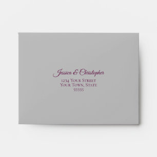 Magenta Plum & Silver Gray Wedding RSVP Envelope