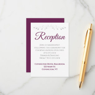 Magenta Plum Simple Elegant Wedding Reception Enclosure Card