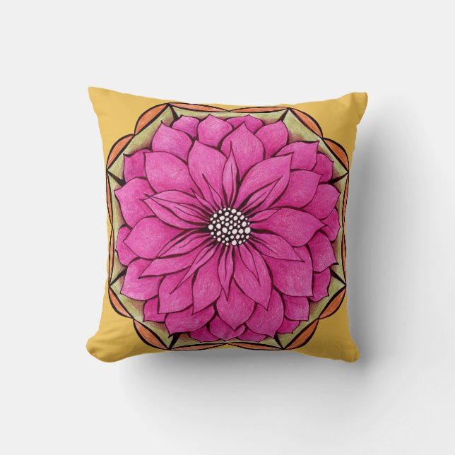 MAGENTA POINSETTIA Design Throw Pillow (Front)
