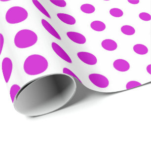 Magenta Polka Dot Modern White Wrapping Paper