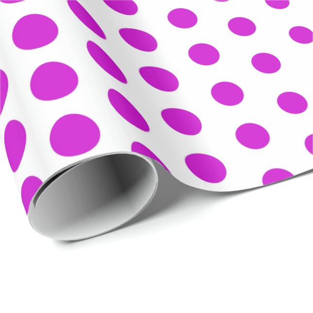 Magenta Polka Dot Modern White Wrapping Paper (Roll Corner)