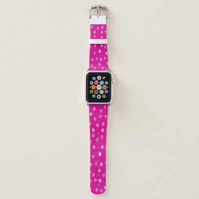 Magenta Polka Dots Apple Watch Band (Front)