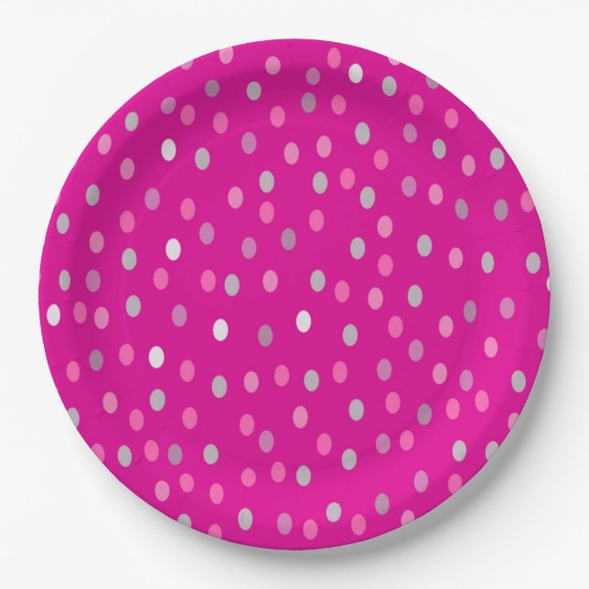 Magenta Polka Dots Paper Plates (Front)