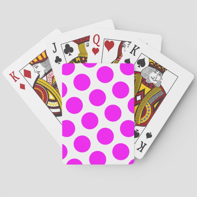 Magenta Polka Dots Poker Cards (Back)