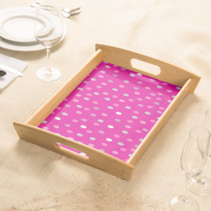 Magenta Polka Dots Serving Tray