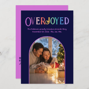 Magenta Pop Xmas Baby Birth Announcement Photo