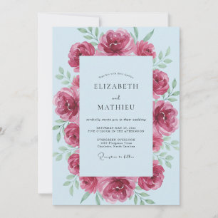 Magenta Powder Leafy Wedding Invitation