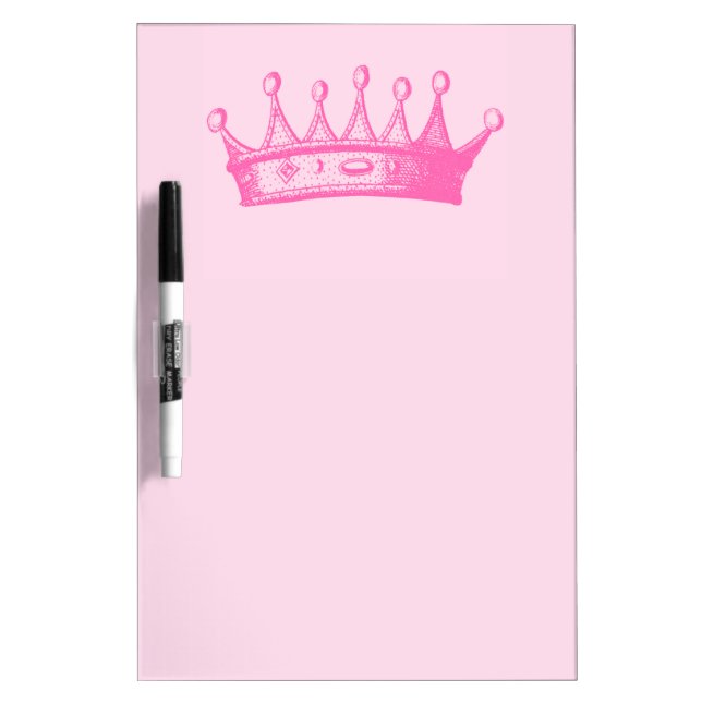 Magenta Princess Crown on Pink Background Dry Erase Board (Front)
