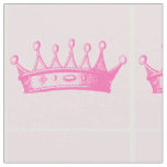 Magenta Princess Crown on Pink Background Fabric
