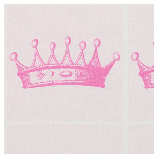 Magenta Princess Crown on Pink Background Fabric