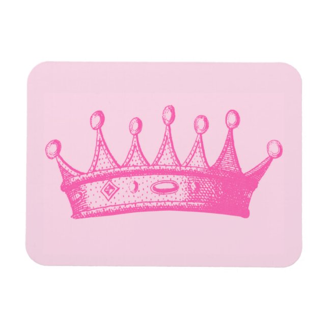 Magenta Princess Crown on Pink Background Magnet (Horizontal)