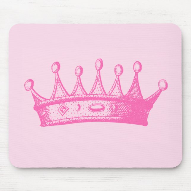 Magenta Princess Crown on Pink Background Mouse Pad (Front)