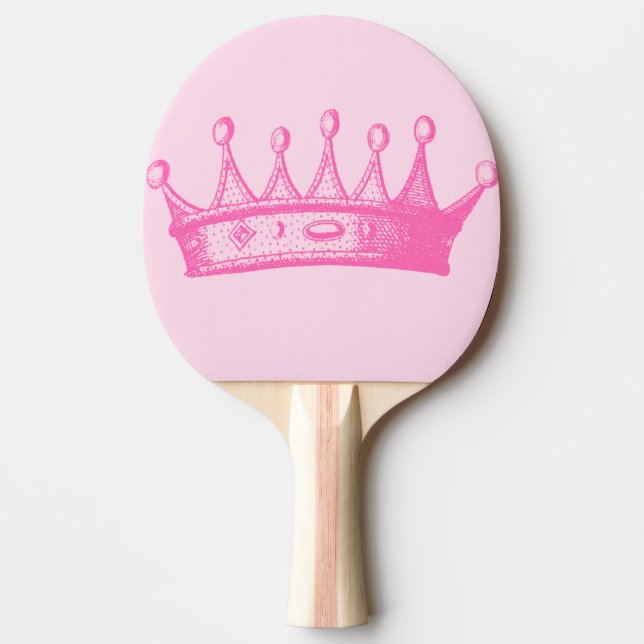 Magenta Princess Crown on Pink Background Ping Pong Paddle (Front)