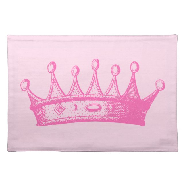 Magenta Princess Crown on Pink Background Placemat (Front)