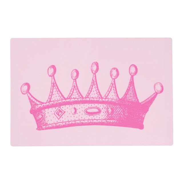 Magenta Princess Crown on Pink Background Placemat (Front)