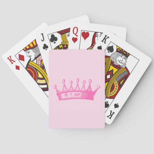 Magenta Princess Crown on Pink Background Poker Cards (Back)