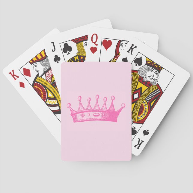 Magenta Princess Crown on Pink Background Poker Cards (Back)