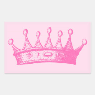 Magenta Princess Crown on Pink Background Rectangular Sticker