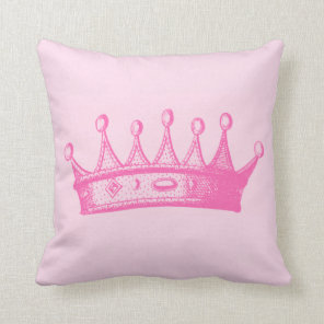 Magenta Princess Crown on Pink Background Throw Pillow