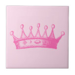 Magenta Princess Crown on Pink Background Tile<br><div class="desc">No game of dress-up is complete without a crown! Help your child remember just how much of a princess she is with this magenta crown print from Vision Studio. Get yours today!</div>