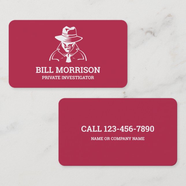 Magenta Private Investigator Detective Business Card (Front/Back)