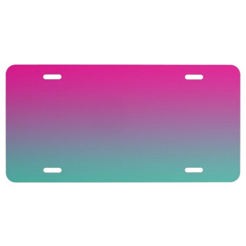 Magenta Purple And Teal Ombre License Plate