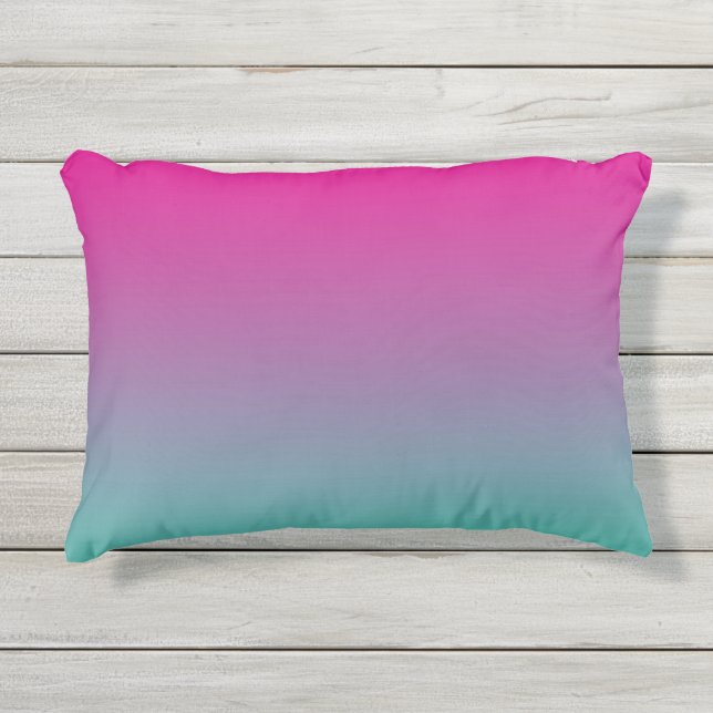 Magenta Purple And Teal Ombre Outdoor Pillow (Front)