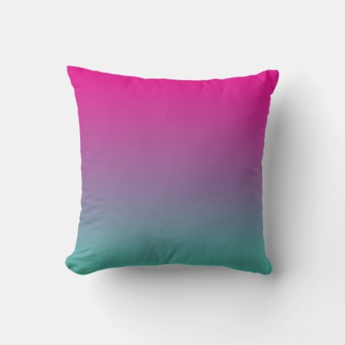 Magenta Purple And Teal Ombre Throw Pillow