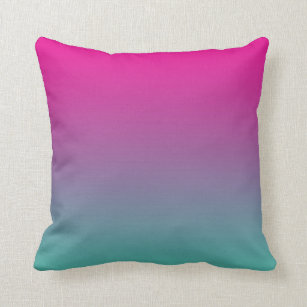 “Magenta Purple And Teal Ombre” Throw Pillow