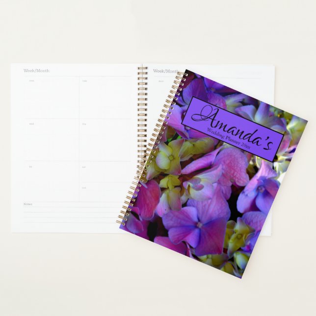 Magenta Purple blue Hydrangeas flowers wedding  Planner (Display)