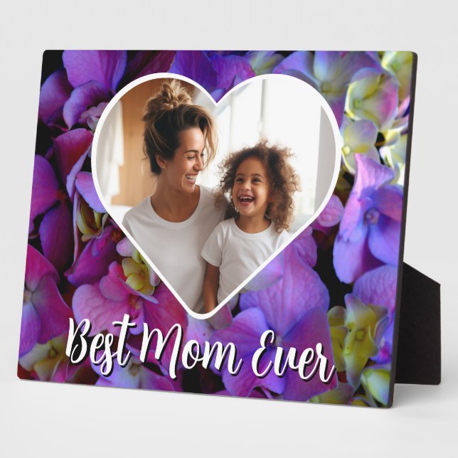 Magenta purple blue hydrangeas photo template plaque (Side)