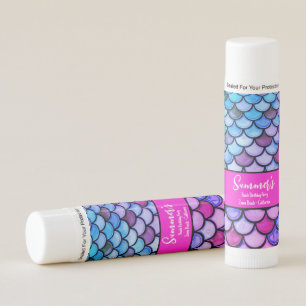 Magenta Purple Blue Mermaid Scales Beach Birthday Lip Balm