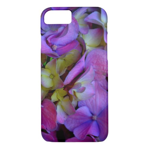 Magenta Purple blue yellow Hydrangeas flowers iPhone 87 Case