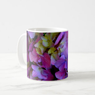 Magenta Purple blue yellow Hydrangeas flowers Coffee Mug