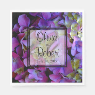 Magenta Purple blue yellow Hydrangeas flowers Napkins