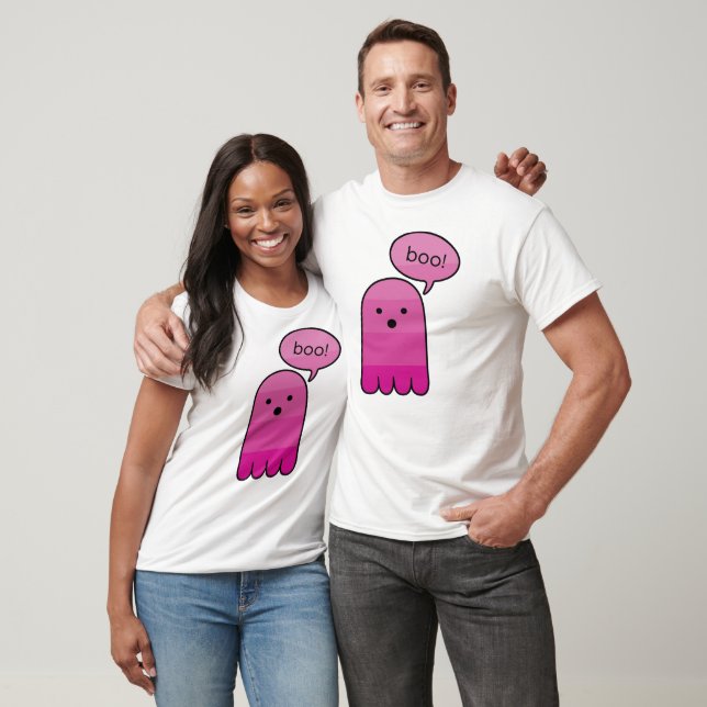 Magenta Purple Boo Ghost Halloween T-Shirt (Unisex)
